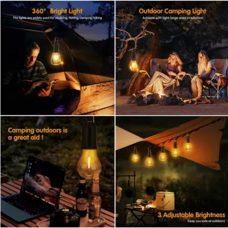 AICOM - 6 Piece Rechargeable LED Camping Light Bulbs with 3 Light Modes - Image 5