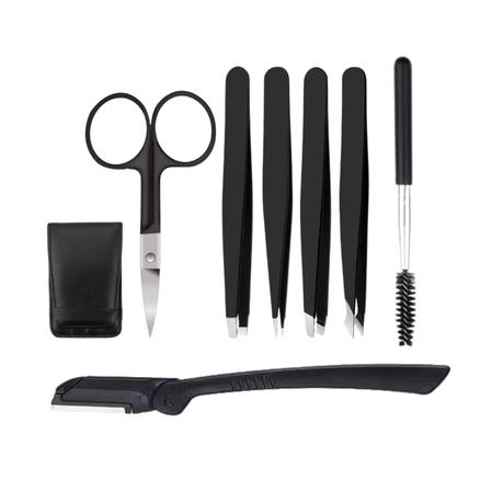 Bestby -7 Piece Stainless Steel Eyebrow Grooming Kit with Storage Pouch