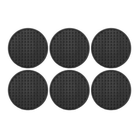 Bestby - 6 Pieces Silicone Coasters with Iron Holder - Grey