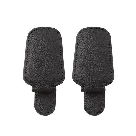 AICOM - 2pcs Car Glasses Holder - Sunglasses & Card Storage Clip - Black