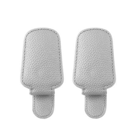 AICOM - 2pcs Car Glasses Holder - Sunglasses & Card Storage Clip - Grey