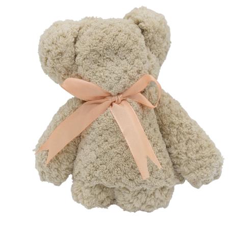 Bestby- Coral Fleece Bear-Shaped Towel for Baby Shower Party Gift (10 Pack) - Beige
