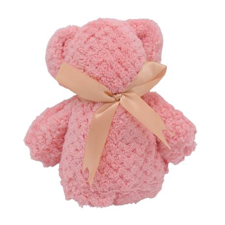 Bestby- Coral Fleece Bear-Shaped Towel for Baby Shower Party Gift (10 Pack) - Pink