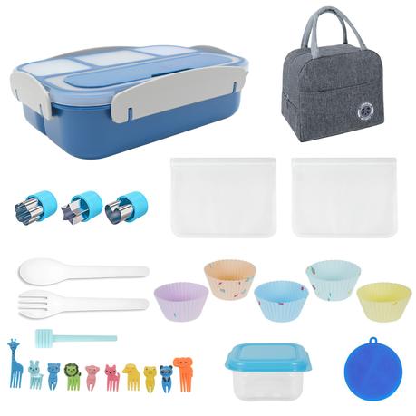 Bestby - 4 Compartments Lunch Box with 26pcs Utensils and Accessories