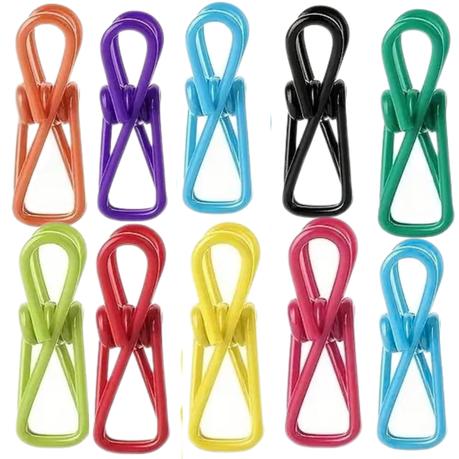 Bestby - 30 Piece Metal Sealing Clips Clothes Pegs with Colorful PVC Coating