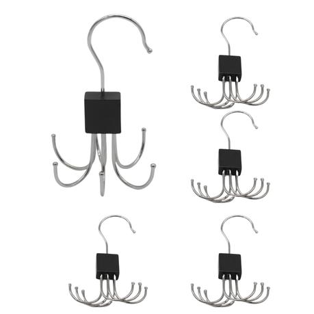 Bestby - 5 Pcs Belt & Hat Organizer 360 Rotatable Prong Hooks - Black