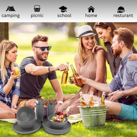 Bestby -64-Piece Eco-Friendly Wheat Straw Dinnerware Set - Image 5