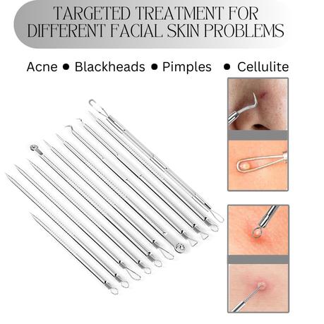 Bestby 14 Piece Stainless Steel Acne Blackhead Pimple Removal Set with Case - Image 3