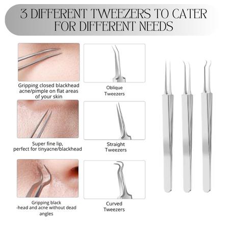 Bestby 14 Piece Stainless Steel Acne Blackhead Pimple Removal Set with Case - Image 4