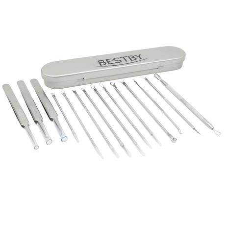 Bestby 14 Piece Stainless Steel Acne Blackhead Pimple Removal Set with Case - Image 7
