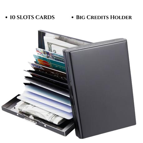 Bestby 10 Slots Stainless Steel RFID Blocking Credit Card Holder - Set of 2 - Black - Image 4