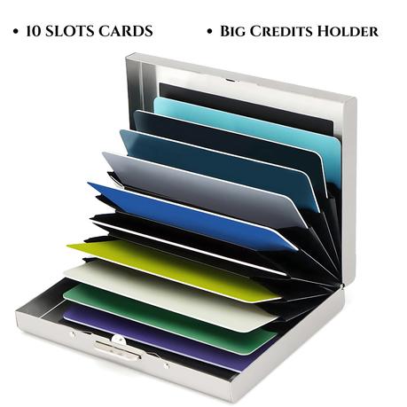 Bestby 10 Slots Stainless Steel RFID Blocking Credit Card Holder - Set of 2 - Silver - Image 3