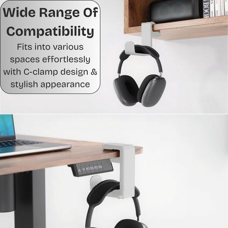 AICOM - Resin Headphone Stand With 360 Rotating Display & Cable Holder - Black - Image 11