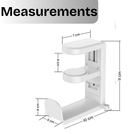 AICOM - Resin Headphone Stand With 360 Rotating Display & Cable Holder - Black - Image 8
