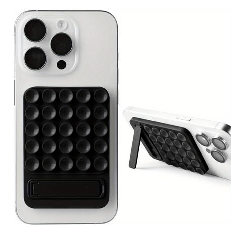 AICOM - Silicone Suction Cup Phone Mount with foldable Stand - Black - Image 3