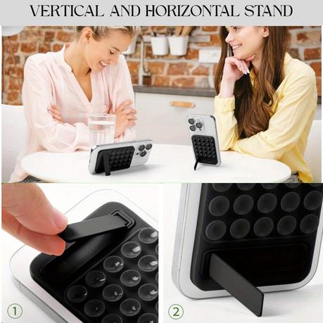 AICOM - Silicone Suction Cup Phone Mount with foldable Stand - Black - Image 5