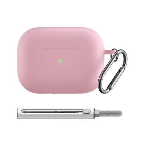 AICOM - AirPods 4th Gen Silicone Case with 3-in-1 Cleaning Kit & Carabiner - Pink