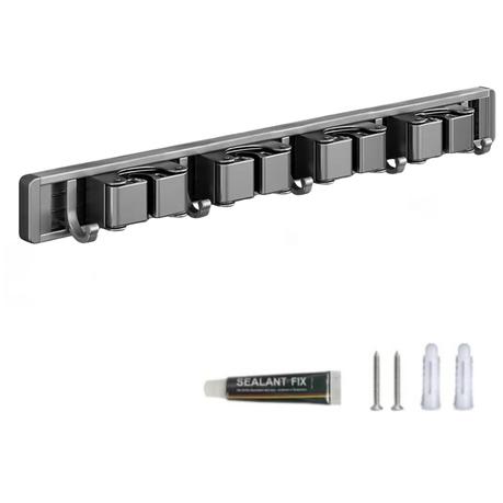 Bestby - Aluminum Cleaning Tools Holder Mop Broom Clip Storage Rack