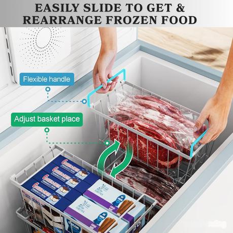 Bestby - 4 Pack Stackable Metal Freezer Baskets Organizers with Handles - White - Image 5