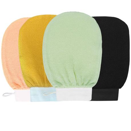 Bestby 4- Pieces Vegan Viscose Fibre Exfoliating Mitt Bath Glove for Skincare
