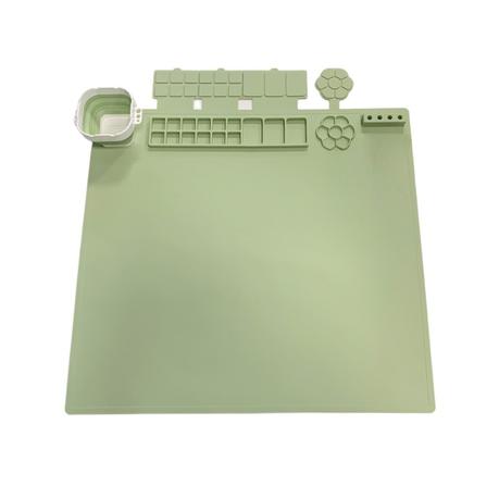 Arfast - 70×61cm Silicone Art Pad with Washing Cup/Paint Well/Brush Holder - Green