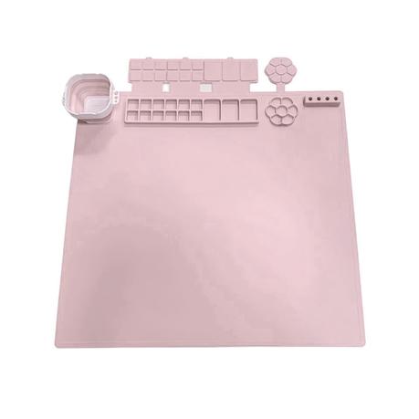 Arfast - 70×61cm Silicone Art Pad with Washing Cup/Paint Well/Brush Holder - Pink