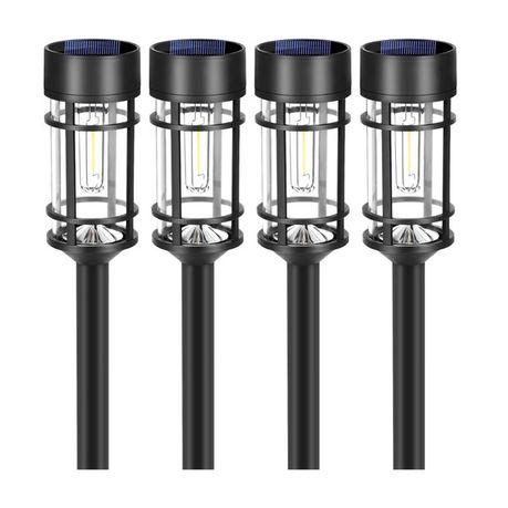 AICOM- 4pcs Solar Garden Lamps Pathway Lights with Warm Tungsten-style LED