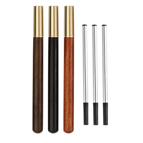 Bestby - 3Pcs Luxury Wooden Ballpoint/Knife Pen Set & 3 Refill Cartridges