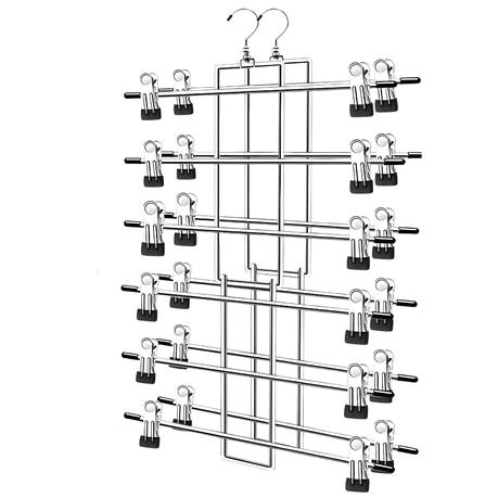 Bestby 6-Tier Skirt Pant Bra Metal Hanger Organizer for 6 Garments - 2 Pack