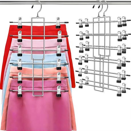 Bestby 6-Tier Skirt Pant Bra Metal Hanger Organizer for 6 Garments - 2 Pack - Image 3