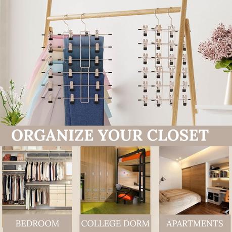 Bestby 6-Tier Skirt Pant Bra Metal Hanger Organizer for 6 Garments - 2 Pack - Image 4