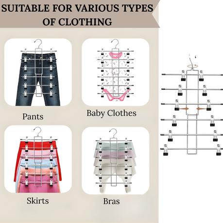 Bestby 6-Tier Skirt Pant Bra Metal Hanger Organizer for 6 Garments - 2 Pack - Image 5