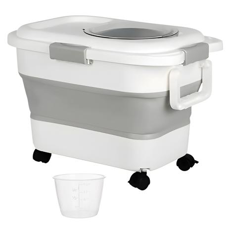 Bestby- Collapsible Multifunctional Pet Food Bowl Storage With Pully Wheels