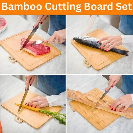 Bestby - 4pcs Engraved Food Icon Bamboo Cutting Boards with Storage Holder - Image 3