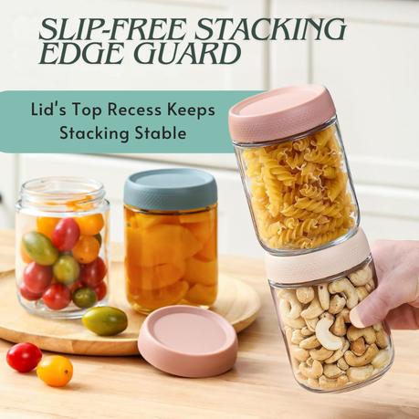 Bestby-Premium Airtight Stackable Leak-Proof Glass Storage Jars (6Pack) - Image 3