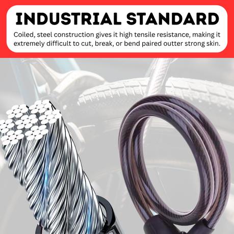 ARFAST - PVC Steel Cable Lock with Keys - Black - Image 4