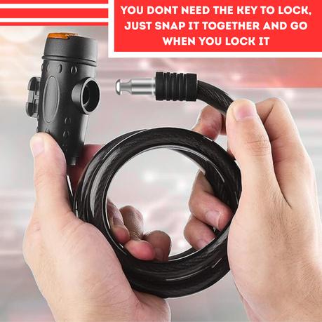 ARFAST - PVC Steel Cable Lock with Keys - Black - Image 5
