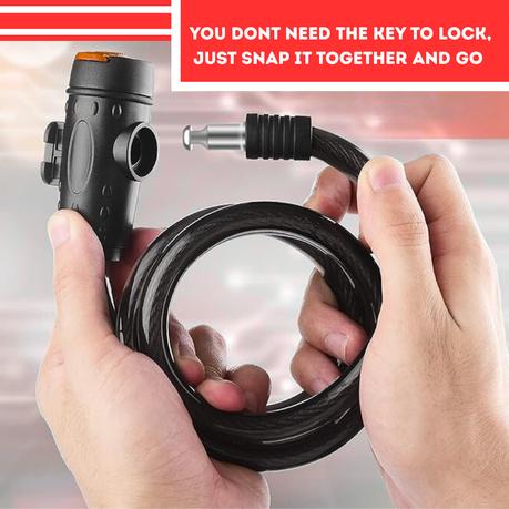 ARFAST - PVC Steel Cable Lock with Keys - Black - Image 6