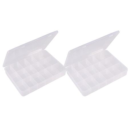 Bestby- Adjustable 3-18 Grids Clear Plastic Organizer Storage Box(Set of 2)