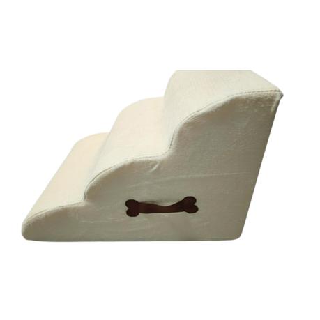 Bestby - Three-Level Linen Pet Stairs for Small & Medium Dog Cat - Grey