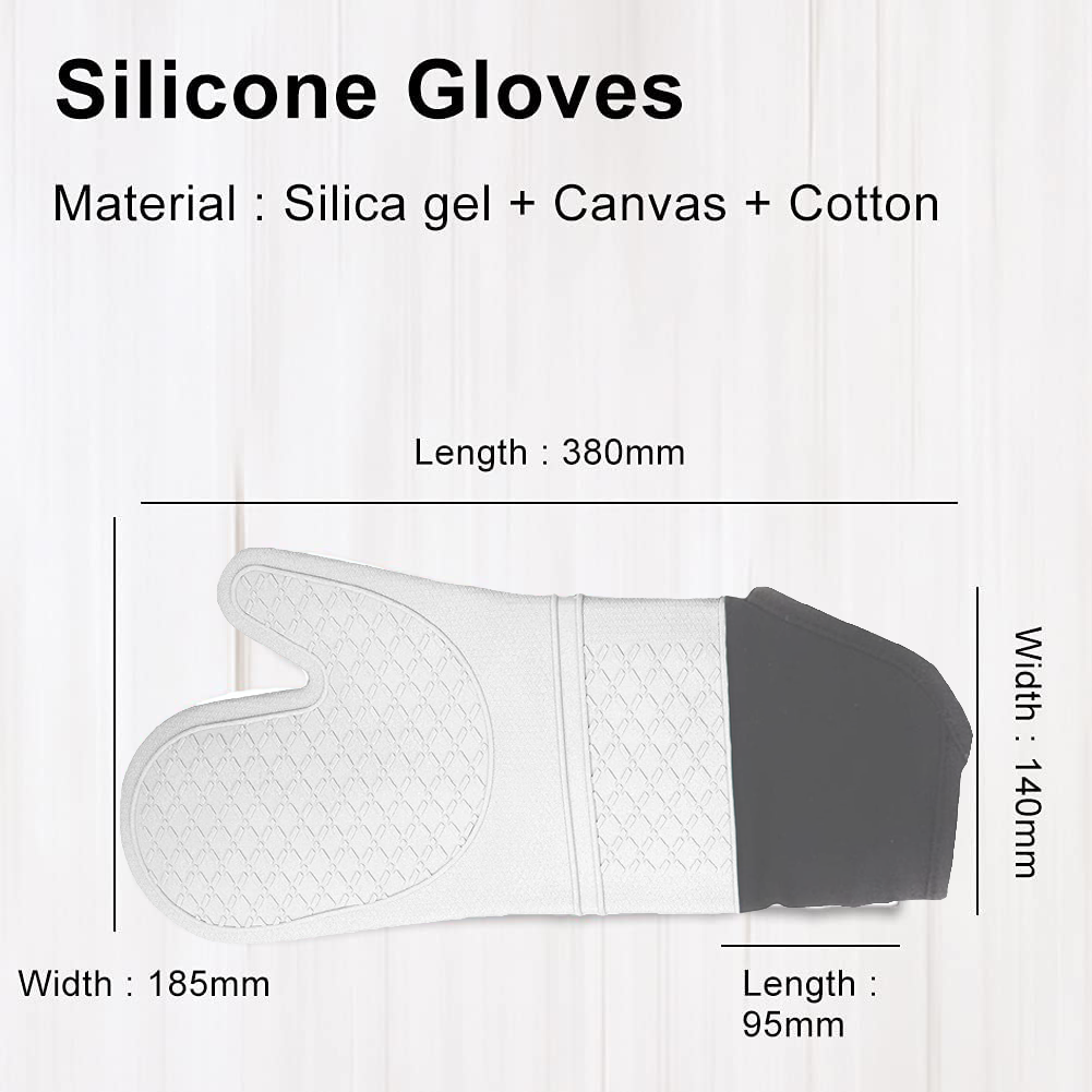 Extra Long Silicone Oven Mitt Heat Resistant to 500 Degrees - White - Image 4