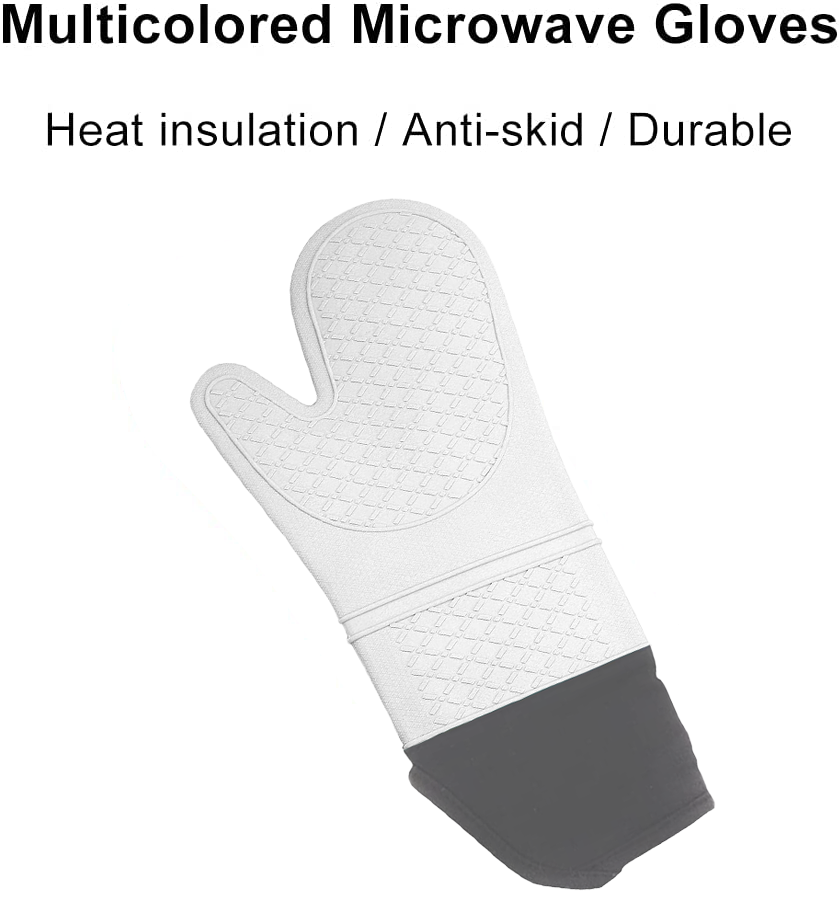 Extra Long Silicone Oven Mitt Heat Resistant to 500 Degrees - White - Image 3