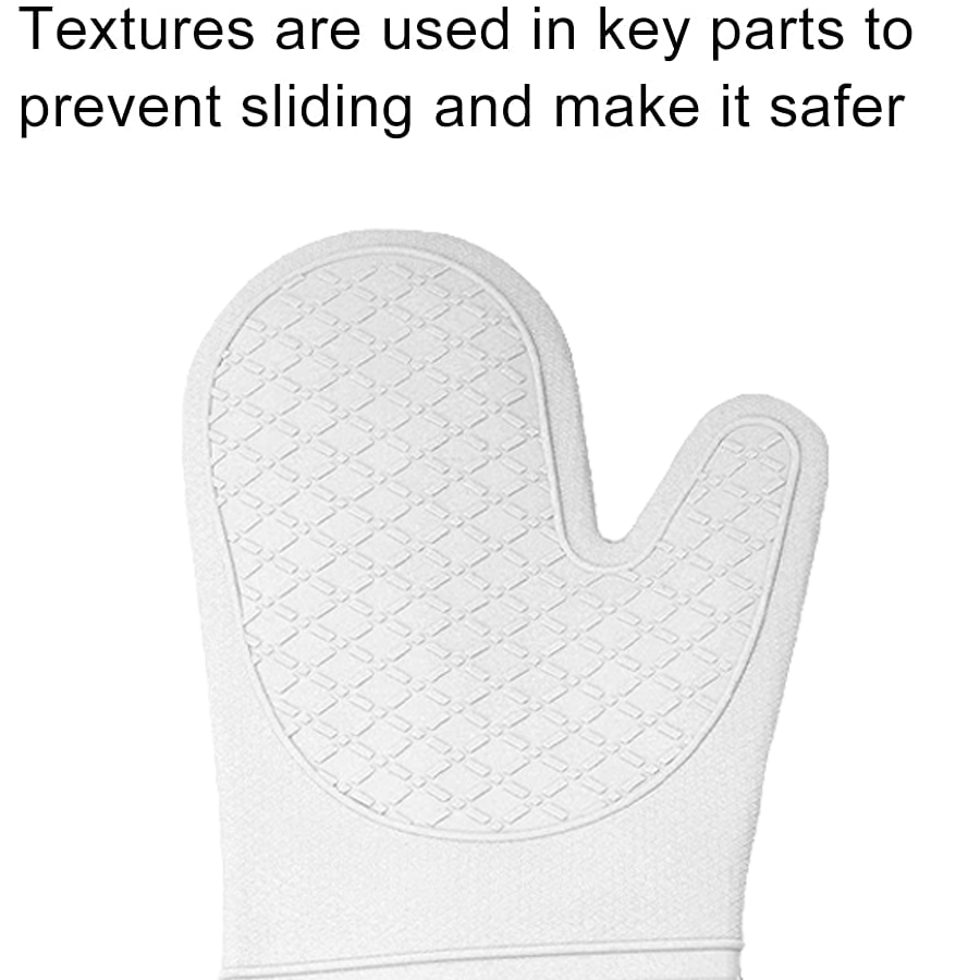 Extra Long Silicone Oven Mitt Heat Resistant to 500 Degrees - White - Image 2