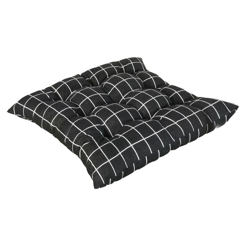 Bestby - Square Chair Seat Patio Cushion (50x50x9cm) - White Grid